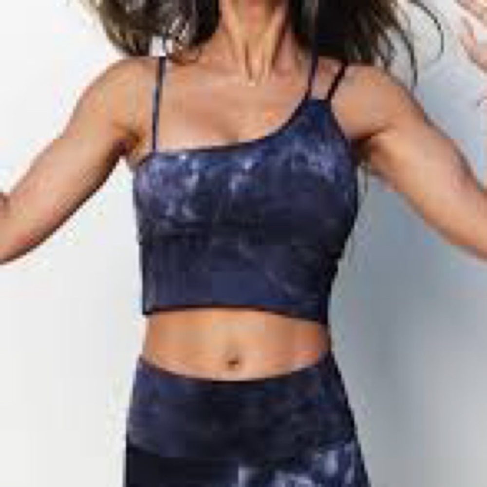 Women’s Navy Tie-Dye Sports Bra Crop Top